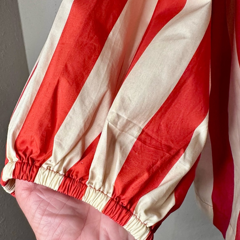 Tracy Reese Red and Cream Vertical Stripe Button-Down Top - Picture 6 of 16